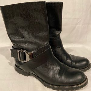 Via Spiga black leather calf Moto boots 7